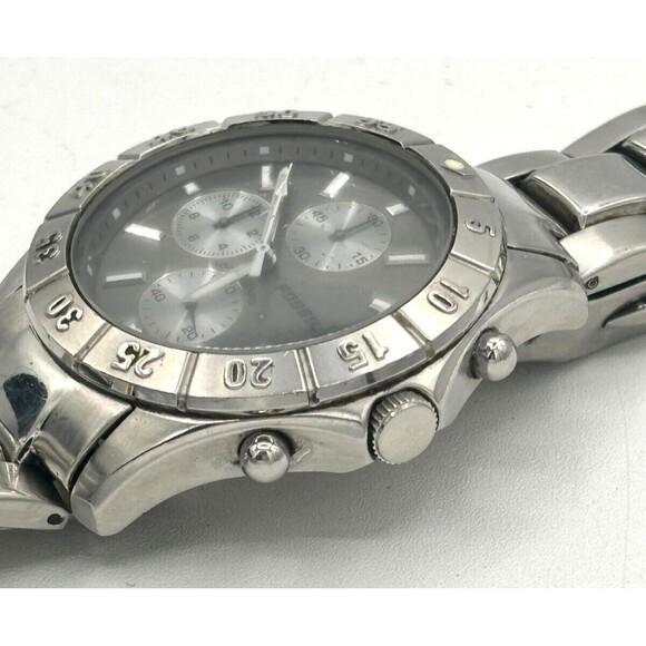 Fossil Watch Blue CH-2331 Men's 42mm Gray Dial Chronograph Diver Watch Wide Link - Picture 13 of 16